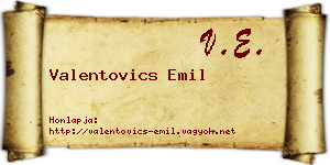 Valentovics Emil névjegykártya